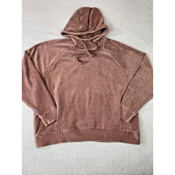 Zella Peacoat Hoodie Kangaroo Pocket Women's XL Pink Drawstring Ribbed Pattern - Picture 3 of 13